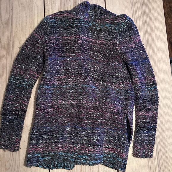 Anthropologie Moth Ella Chunky Knit Marled Wool blend Cardigan dark colors - XS - Picture 2 of 7